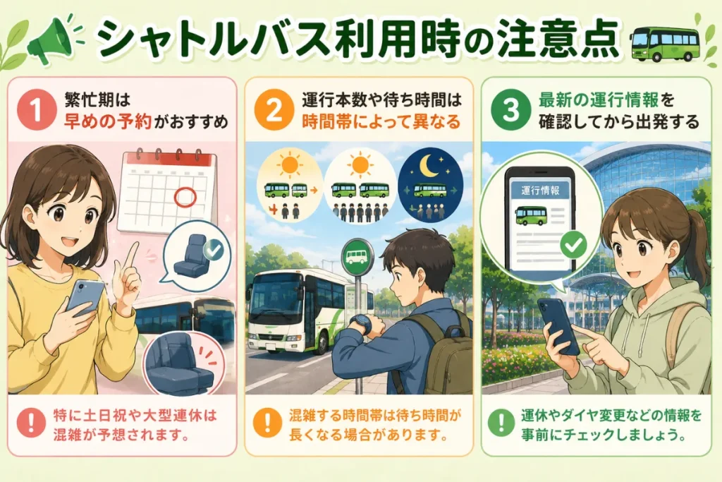 シャトルバス利用時の注意点