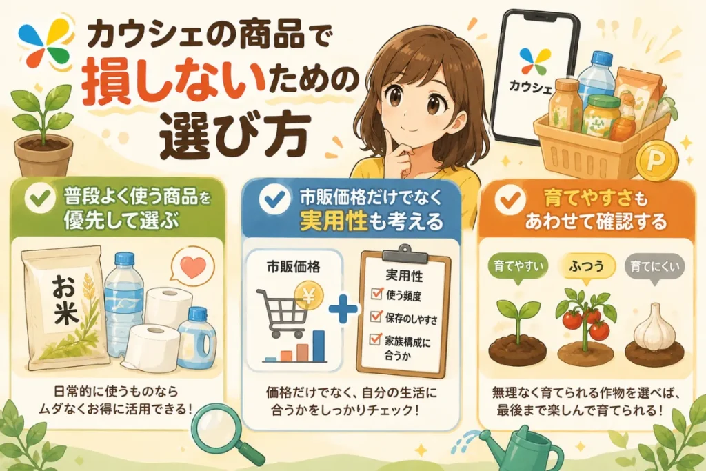 カウシェの商品で損しないための選び方