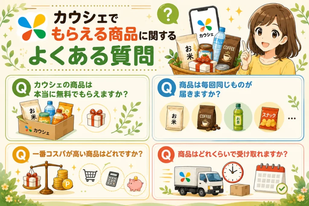 カウシェでもらえる商品に関するよくある質問