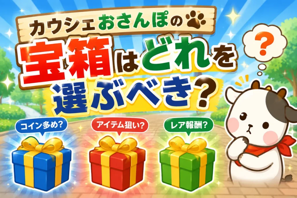 カウシェおさんぽの宝箱はどれを選ぶべき？