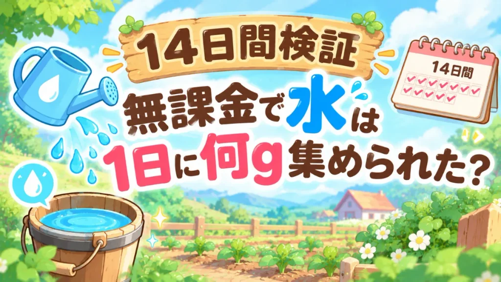 【14日間検証】無課金で水は1日に何g集められた？